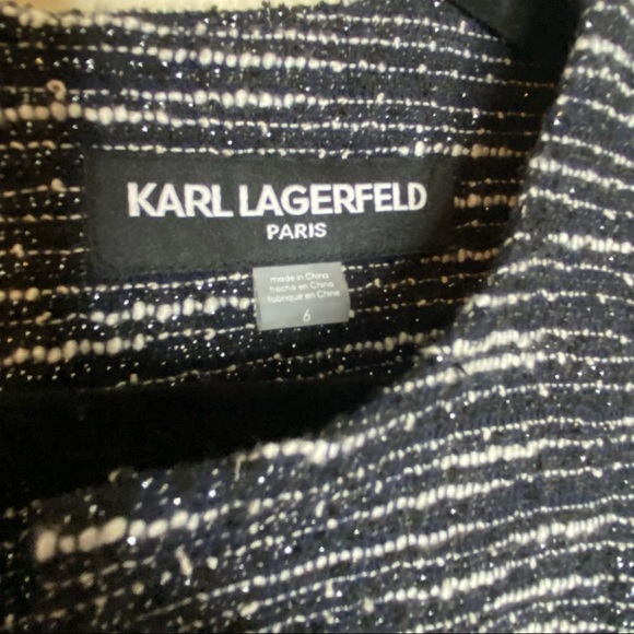 Karl Lagerfeld Dress Sleeveless Tweed Black White - Picture 4 of 7